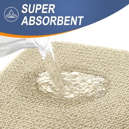 OLANLY Memory Foam Bathroom Runner Rug 47x24, Absorbent Long Bath Mat, Sand - Image 3