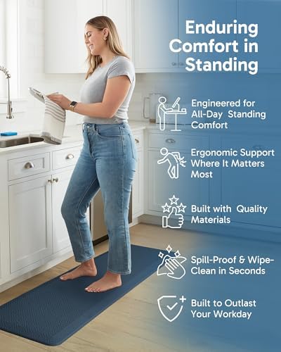 Ophanie Kitchen Mats for Floor,3/4 inch Thick,20x60 Anti Fatigue Cushioned Mat,Kitchen Rugs,Waterproof,Comfort Ergonomic Standing Mat for Office,Home,Sink with 99+ Pairs of Anti-Slip Bottom Ridges - Image 4