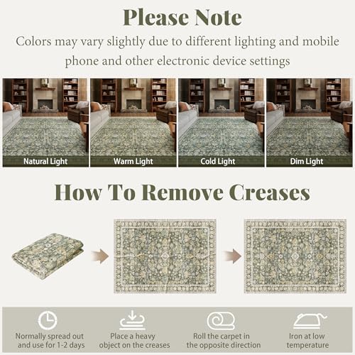 Machine Washable Rugs for Living Room: 9x12 Area Rugs for Bedroom - Image 6