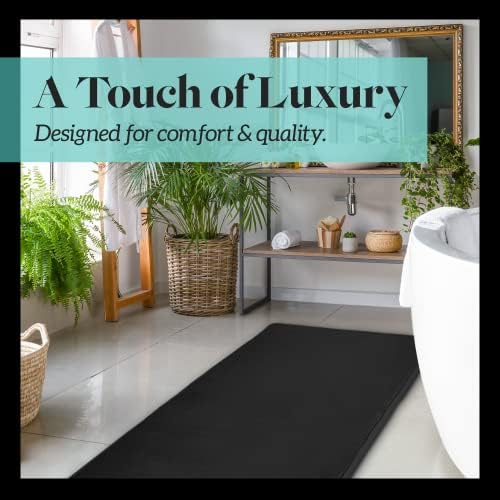 Memory Foam Bath Mat Non Slip Absorbent Super Cozy Velvet Bathroom Rug Carpet (20 inches X 32 inches, Black) - Image 3