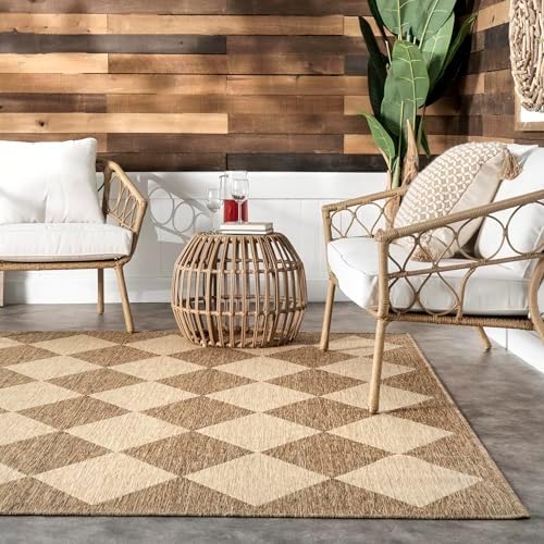 nuLOOM Sabina Brown Trellis Power Loomed Indoor/Outdoor Area Rug, 8' Round - Image 5