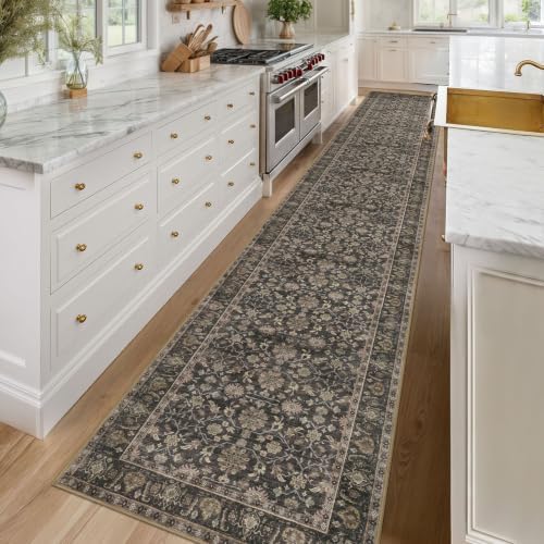 KUTA Vintage Washable Long Hallway Runner Rug 2.6x16 Brown Kitchen Rug - Image 3