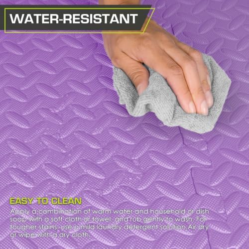 ProsourceFit Exercise Puzzle Mat 1/2-inch, EVA Interlocking Foam Floor Tiles for Home Gym, Workout Equipment, Kids Play Areas, Purple, 48 SQ FT - 12 Tiles - Image 5