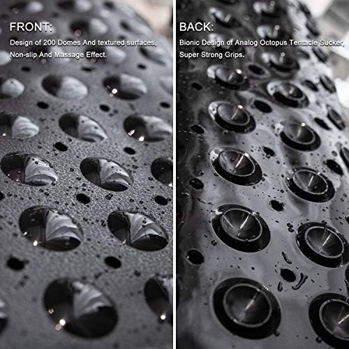 TEESHLY Bathtub Mats for Shower Tub, Extra Long Non-Slip 39 x 16 Inch Bath Mat with Drain Holes and Suction Cups, BathMat for Bathroom with Machine Washable (Opaque Black) - Image 3