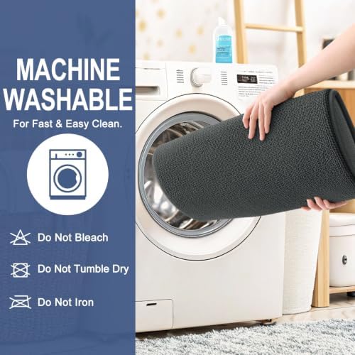 OLANLY Memory Foam Bathroom Runner Rug 45x27, Absorbent Long Mat, Dark Grey - Image 6