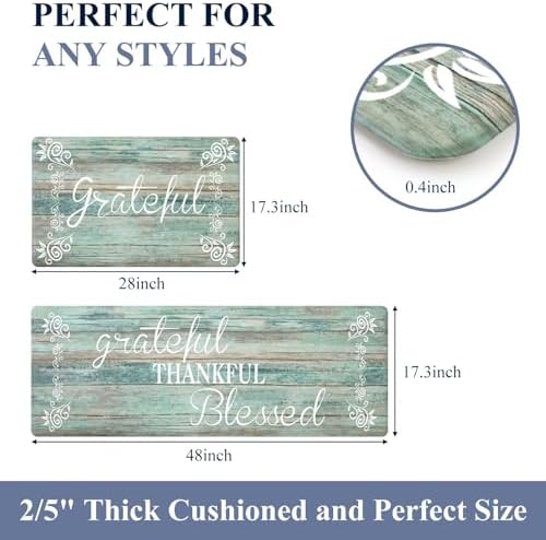HEBE Anti Fatigue Kitchen Mat Set of 2, Cushioned Kitchen Mats for Floor - Image 2