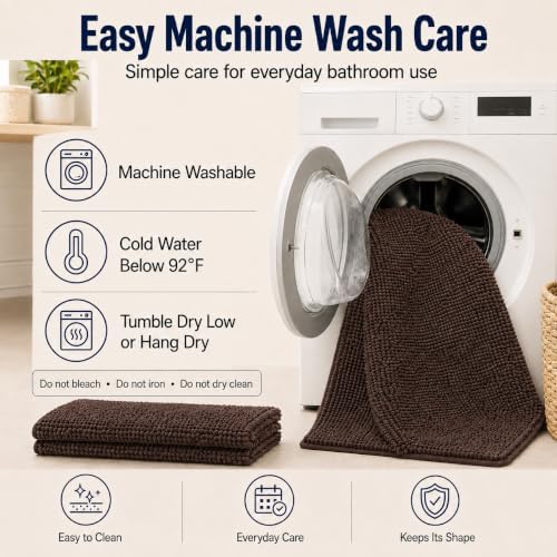 RUN HELIX Bathroom Rugs Set Non Slip 2 Piece Bath Rugs Extra Soft Chenille Bathroom Mats Bath Mat Set,Absorbent Shaggy Rugs Perfect Plush Mats Small Rug - Image 5