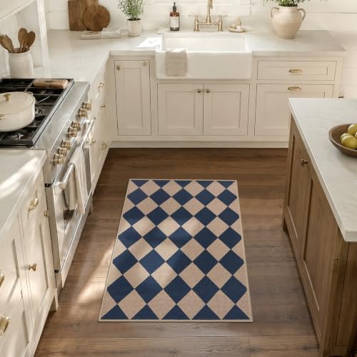 Easy Jute Kitchen Rug 2x3 Front Door Mat Washable Non Slip Entryway Rug Farmhouse Neutral Low Pil Carpet for Entryway Proch Doorway - Image 2
