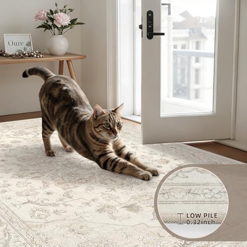 2'6''x14' Hallway Washable Runner Rug: Kitchen Carpet Beige White - Image 5
