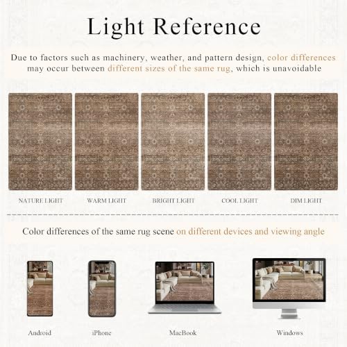 Schweek Brown 5x7 Area Rugs Washable Non Slip Rug for Living Room Neutral - Image 6