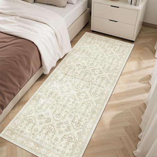 Soalmost Runner Rug 2x5 Washable Non-Slip Kitchen Entry Runners Beige/Brown - Image 3