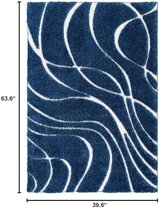 SAFAVIEH Florida Shag Rug 3'3"x5'3", Soft Plush Navy & Ivory SG471-6512 - Image 2