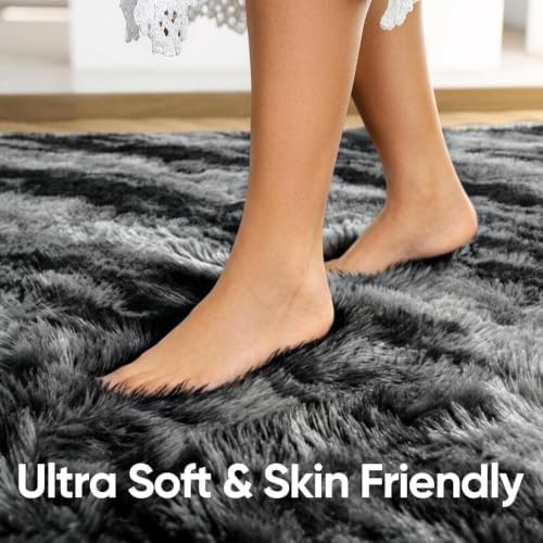 Noahas 2x10 Black Fluffy Soft Runner Rug Non-Slip for Bedroom Dorm Hallway - Image 5