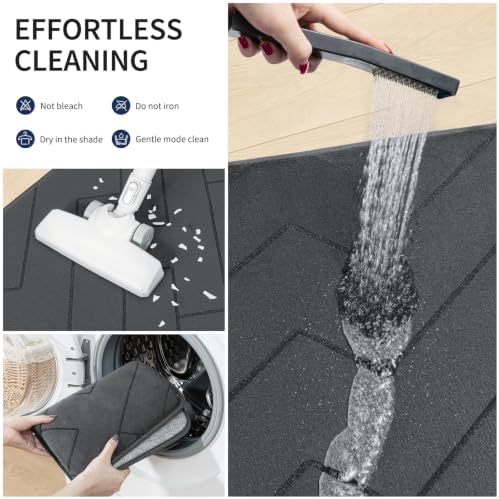 YIHOUSE 2 Piece Memory Foam Bathroom Rug Set, Dark Grey, 17"x24"+20"x46" - Image 6