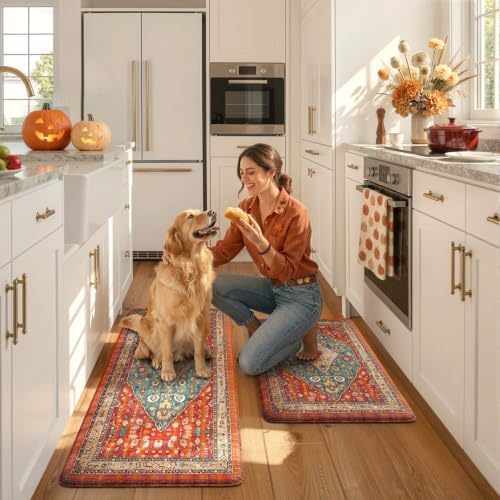 Collive Fall Kitchen Rugs Sets of 2 Cushioned Anti Fatigue, 20"x47"+20"x32" - Image 3
