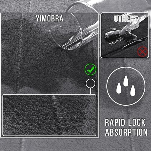 Yimobra Memory Foam Bathroom Mat Set, 31.5 x 20 & 24 x 17 in, Dark Gray - Image 4