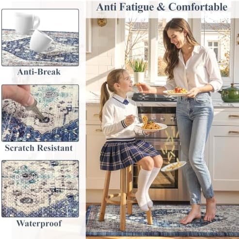 Collive Cushioned Anti Fatigue Kitchen Runner Rugs, Dusty Blue, 17.3”x59” - Image 6