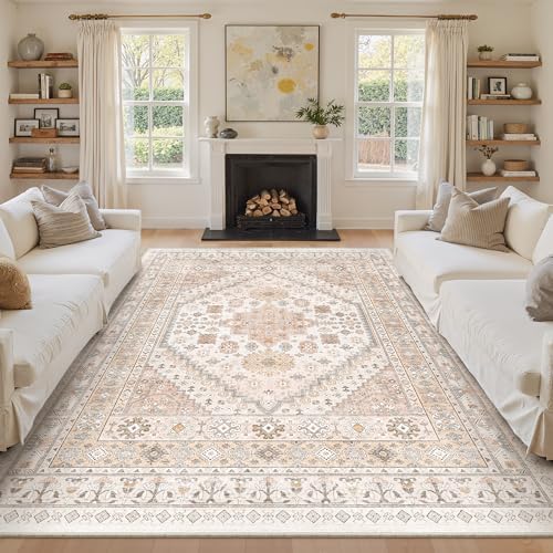 zesthome 9x12 Area Rugs for Living Room,Large Washable Rug,Pink by Zesthome
