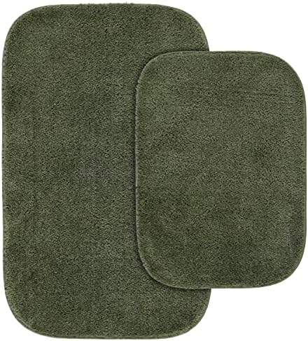 Garland Rug Traditional Nylon Washable Deep Fern 2 Bath Rugs (17" X 24", 21" X 34") - Soft, Absorbent, and Stylish for Your Bathroom by Garland+Rug
