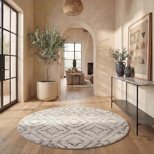 SAFAVIEH Adirondack Round Rug 6', Boho Light Grey & Grey ADR131C by Unknown