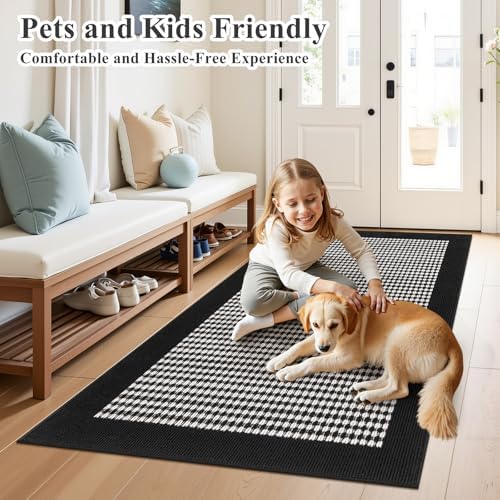 Ileading Indoor Door Mat 3x5ft, Absorbent Muddy Mats for Dogs, Low-Profile Entrance Large Welcome Mat with Non-Slip Rubber Backing, Washable Runner Carpet for Hallway,Entryway,Kitchen(Black) - Image 5