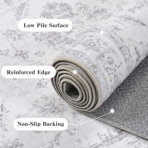 2x4 Washable Kitchen Area Rug Stain Resistant Medallion Gray Door Mat - Image 6