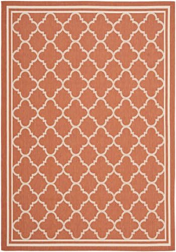 SAFAVIEH Courtyard Collection 5'3" x 7'7" Terracotta / Bone CY6918 Trellis Indoor/ Outdoor Splashproof Easy Scrubbing Patio Backyard Mudroom Area Rug - Image 2