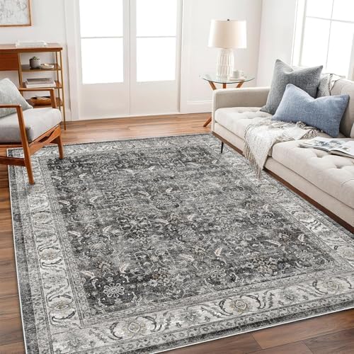 CHAMPLANT Area Rug 5'x7' Washable Rug Vintage Traditional Floor Cover Thin Retro Kitchen Indoor Distressed Non Slip Carpet for Living Room Bedroom Dining Room by CHAMPLANT