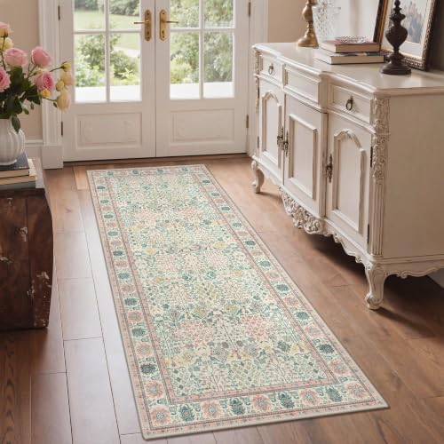 Bavni 2.5x6 Kitchen Runner Rug, Washable Non Slip, Pink - Image 2