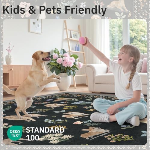 Soalmost Dog 6x9 Area Rugs for Living Room, Washable Animal Soft Rug Black - Image 5
