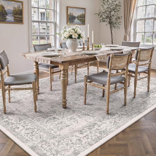PureCozy Gray Area Rug 7x10 Vintage Floral - Image 2