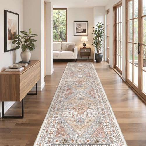 zesthome 2x7 Runner Rug Non Slip,Washable Hallway Runner Rug,Orange - Image 5