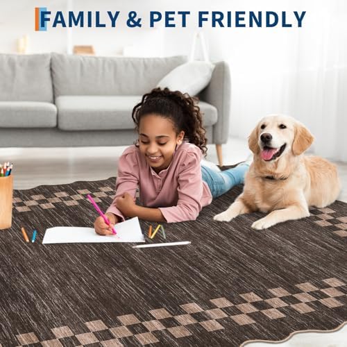 GarveeHome 6ft Washable Round Rug for Entryway Checkered Bedroom Circle Rug - Image 4
