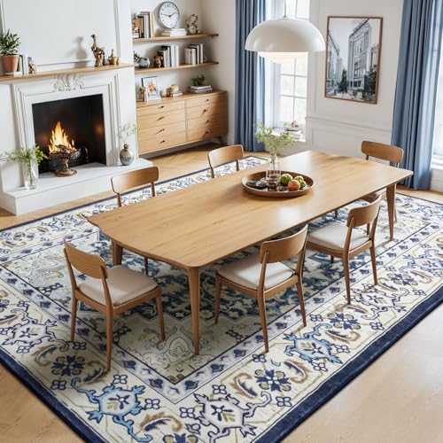 Lessymo Washable Area Rug 5x7 for Living Room, Soft Bedroom Rugs Dark Blue - Image 4