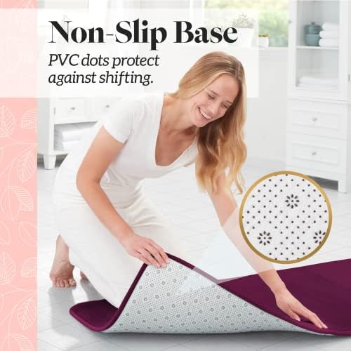 Memory Foam Bath Mat Non Slip Absorbent Super Cozy Velvet Bathroom Rug Carpet (22 inches X 42 inches, Eggplant) - Image 6