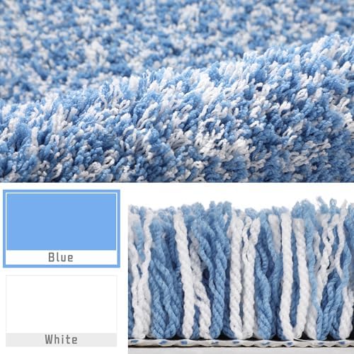 Yimobra Toilet Rugs U Shaped Washable 24X20, Soft Toilet Mat, Blue&White - Image 3