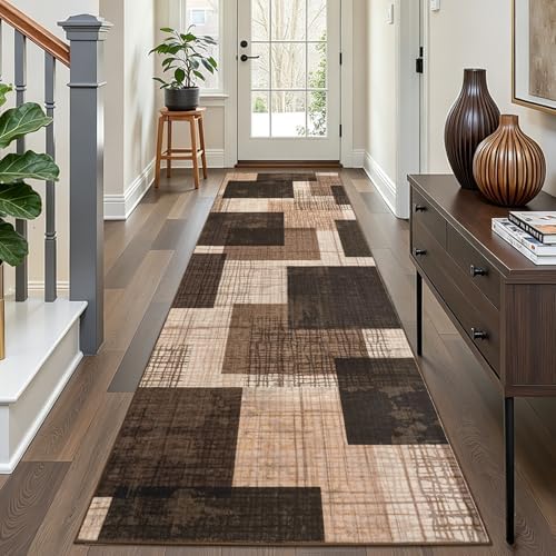 Washable 4x10 Runner Rug for Hallway Kitchen Bedroom, Chocolate by Ailyei