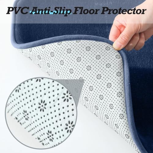 HUXMEYSON Bathroom Rugs Sets 3 Piece, Non-Slip & Quick Dry Bath Mat Set, Ultra Soft Velvet Bath Rugs for Bathroom, Toilet and Shower Floor, Navy - Image 5