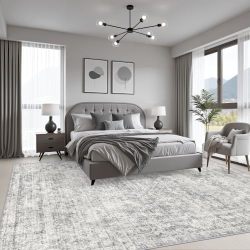9x12 Area Rug Living Room: Modern Washable Soft Carpet Black Grey - Image 3