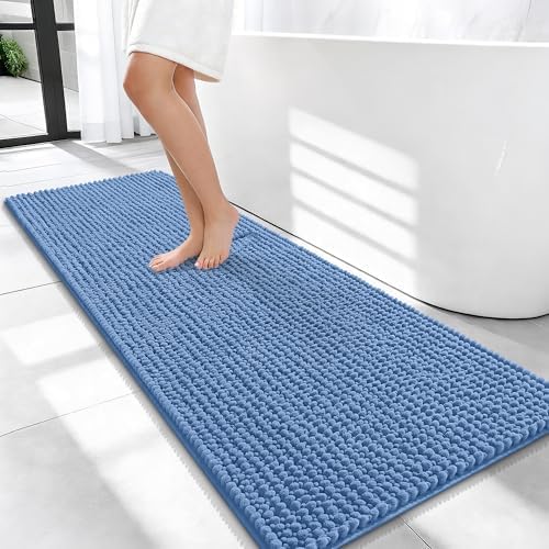 OLANLY Thick Chenille Bathroom Runner Rugs Mats 47x20, Cornflower Blue by OLANLY