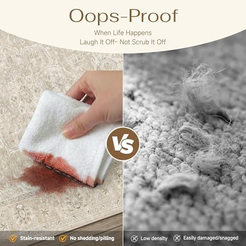 HUGEAR Beige Cream 2x8 Runner Rug Washable Vintage Indoor Carpet - Image 4
