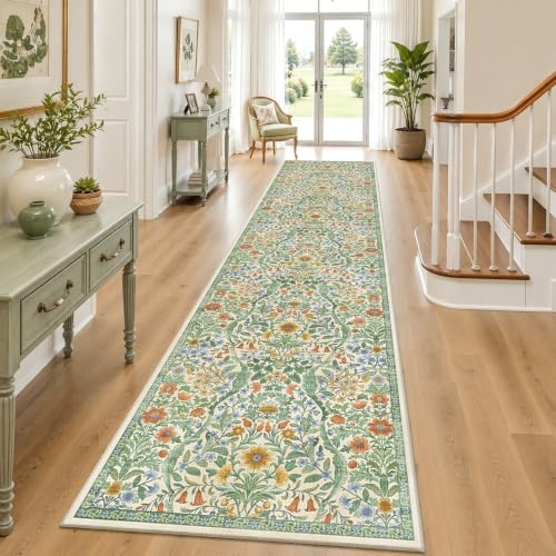 3x12 Floral Runner Rug for Hallway Washable Kitchen Runner Rug - Image 3