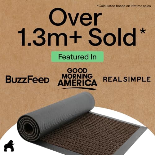 GORILLA GRIP WeatherMAX Door Mat, Indoor Outdoor, 35x23, Dark Brown Squares - Image 4