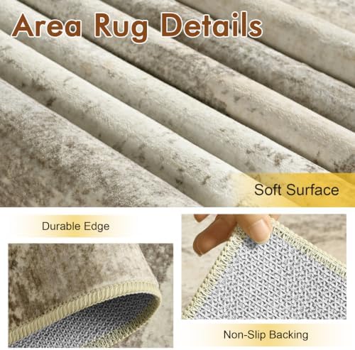 4x6 Ft Abstract Washable Area Rugs for Living Room Beige - Image 6