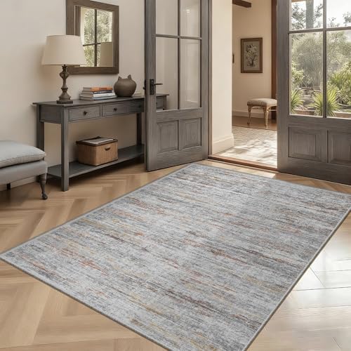 4x6 Rug - Stain Resistant Abstract Washable Rugs, Anti Slip Area Rugs for Living Room,Modern Low Pile Carpet with Rubber Backing Home Decor Small Area Rug by Unknown
