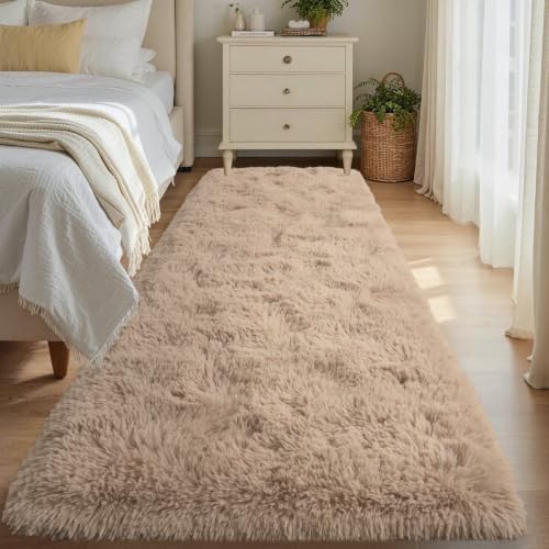 Noahas 2x6 Beige Fluffy Soft Runner Rug Non-Slip for Bedroom Dorm Hallway by ModernHomeDecor