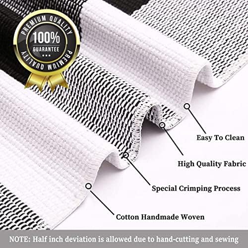 KILOCOCO Buffalo Plaid Checkered Rug 27.5x43 in Black White Front Door Rug - Image 4