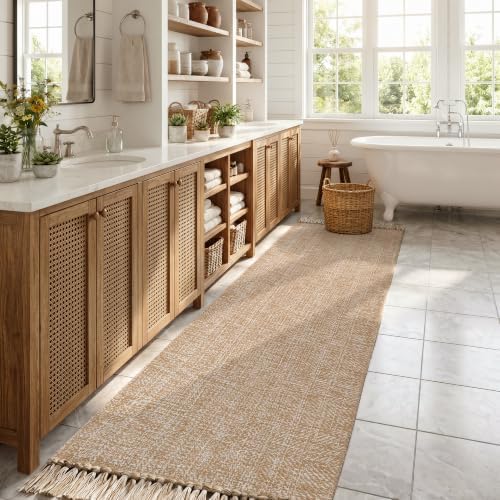 Collive Long Hallway Runner Rug 2.6' x 10', Washable Runner Indoor Entryway Rug, Tan/Cream Braided Woven Kitchen Runner Rugs Low-Profile Front Door Floor Carpet for Laundry Room Bedroom Doorway - Image 6