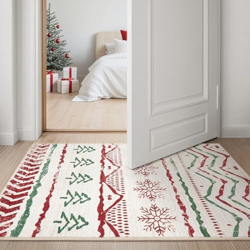 Nakagishi Christmas Rugs: 5x7 Washable Abstract Large Neutral Soft Rug Stain Resistant Modern Indoor Floor Non-Slip Carpet for Bedroom Nursery Kids Playroom Office Dining Room Dorm - Image 5