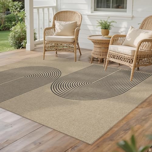 Easy Jute Rug for Pet Homes: 4x6 Outdoor Rug - Black Stripes - Image 3